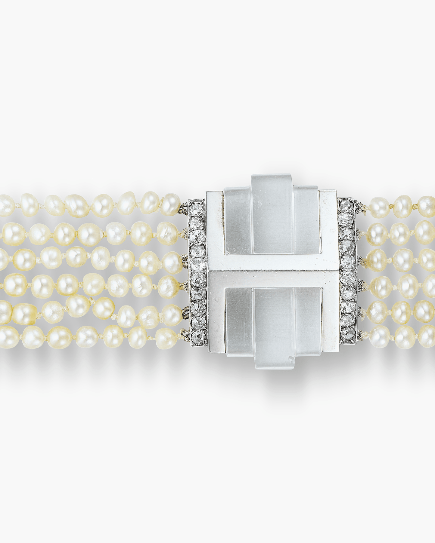 Art Deco Diamond, Pearl and Rock Crystal Bracelet by Boucheron