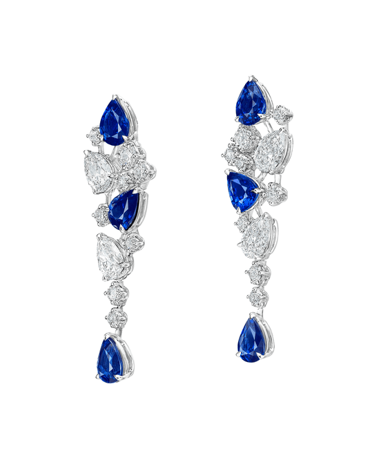 7.95 carat Pear Shape Sapphire and Diamond Earrings