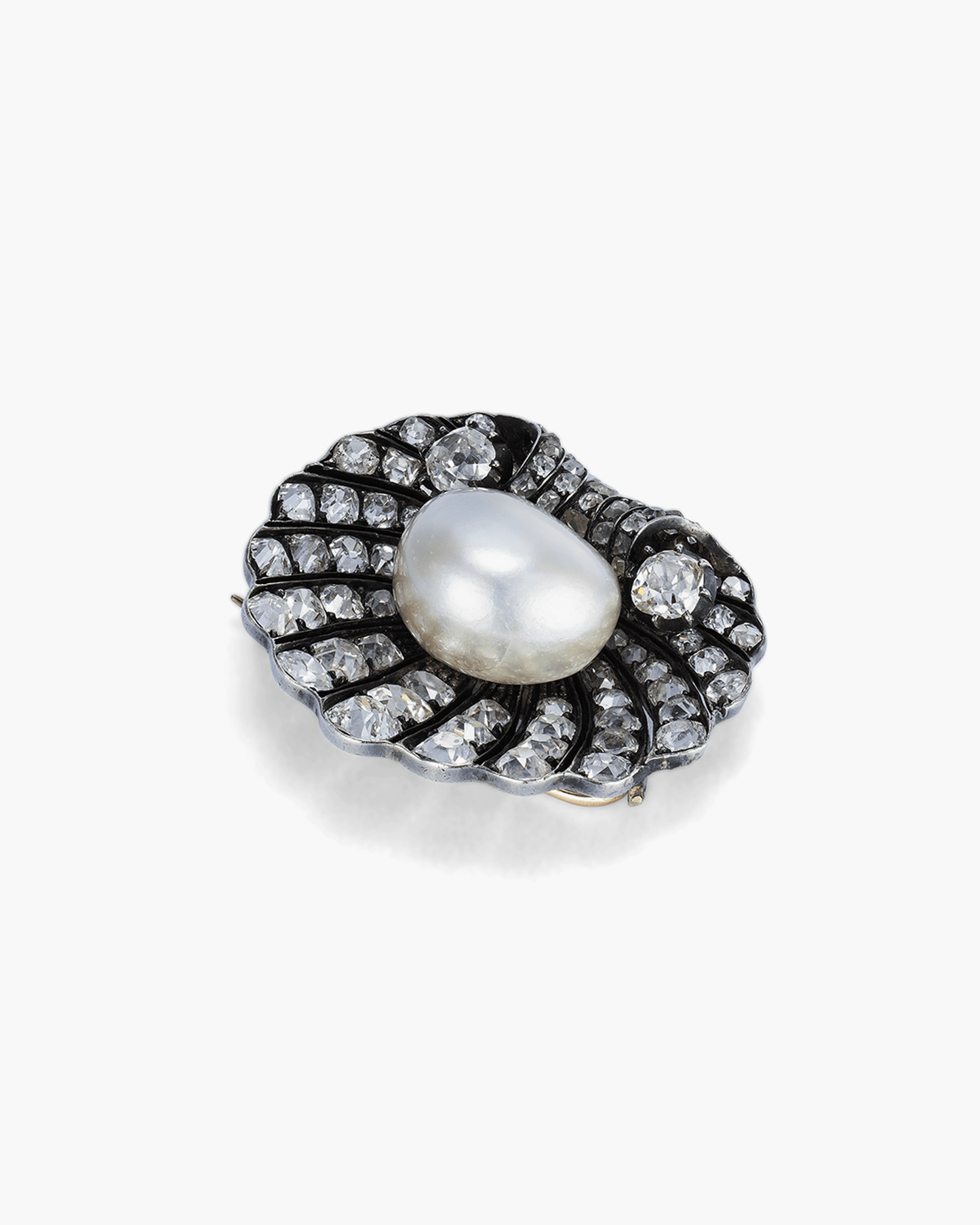 Victorian Natural Pearl and Diamond Brooch