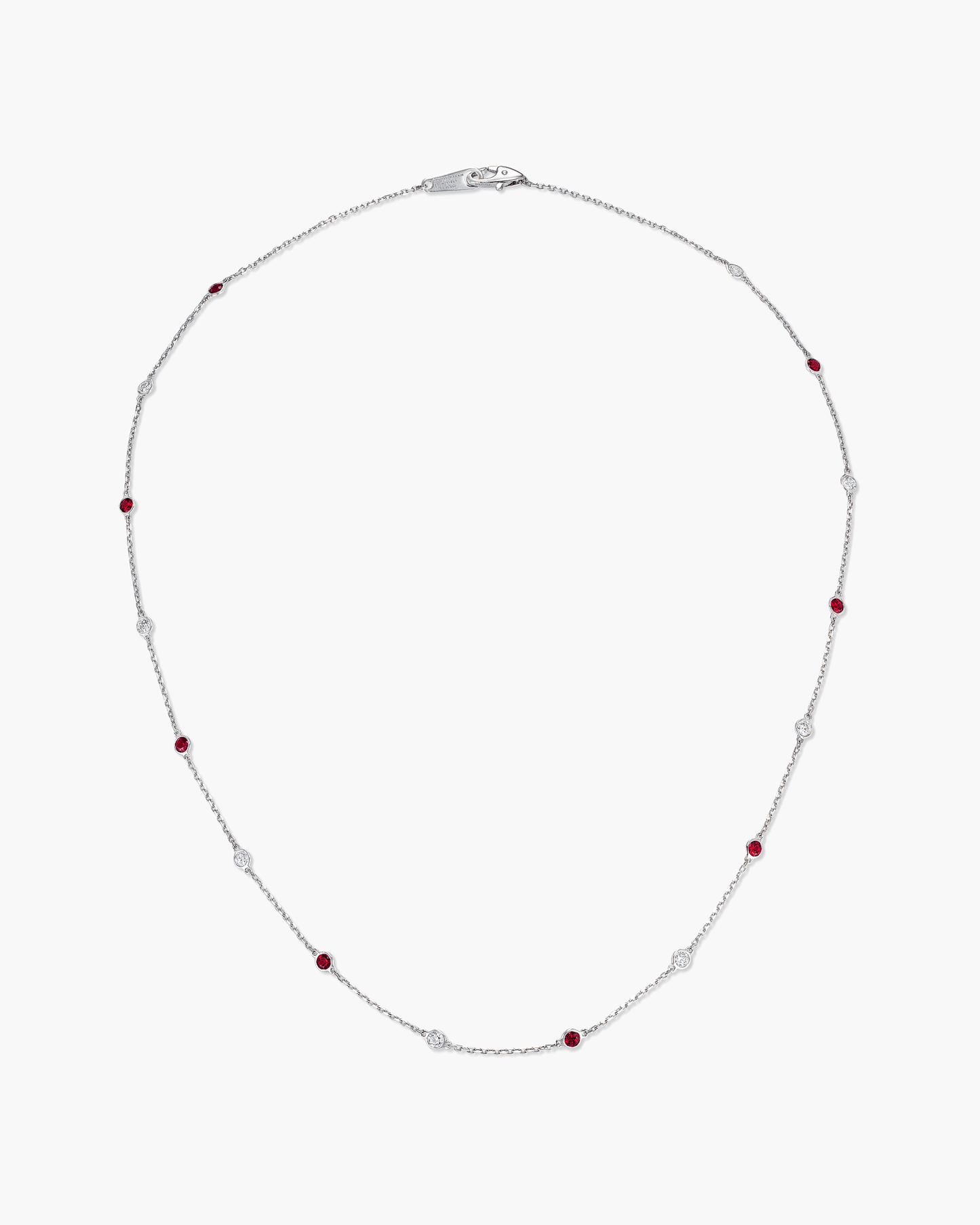 Round Brilliant Cut Ruby and Diamond Necklace, 0.96 carats