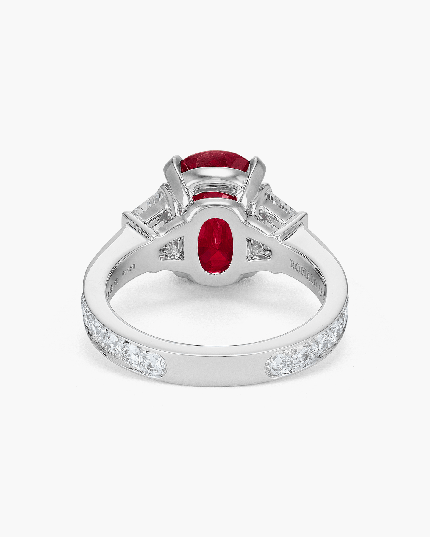 4.39 carat Oval Shape Burmese Ruby and Diamond Ring
