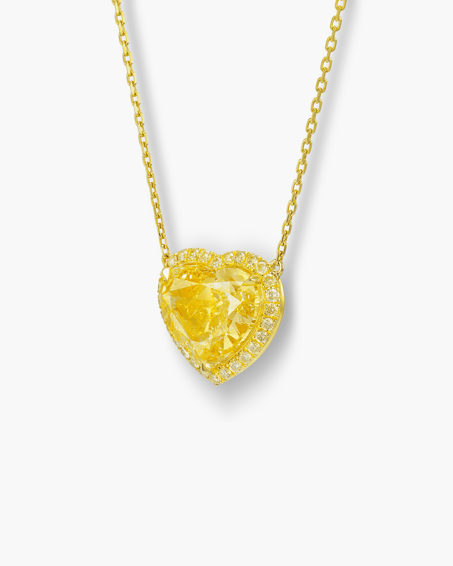 3.74 carat Heart Shape Yellow Diamond Pendant Necklace
