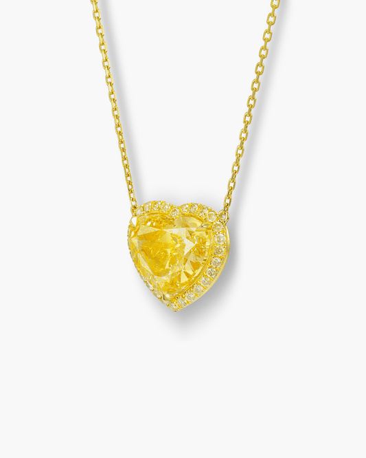 3.74 carat Heart Shape Yellow Diamond Pendant Necklace