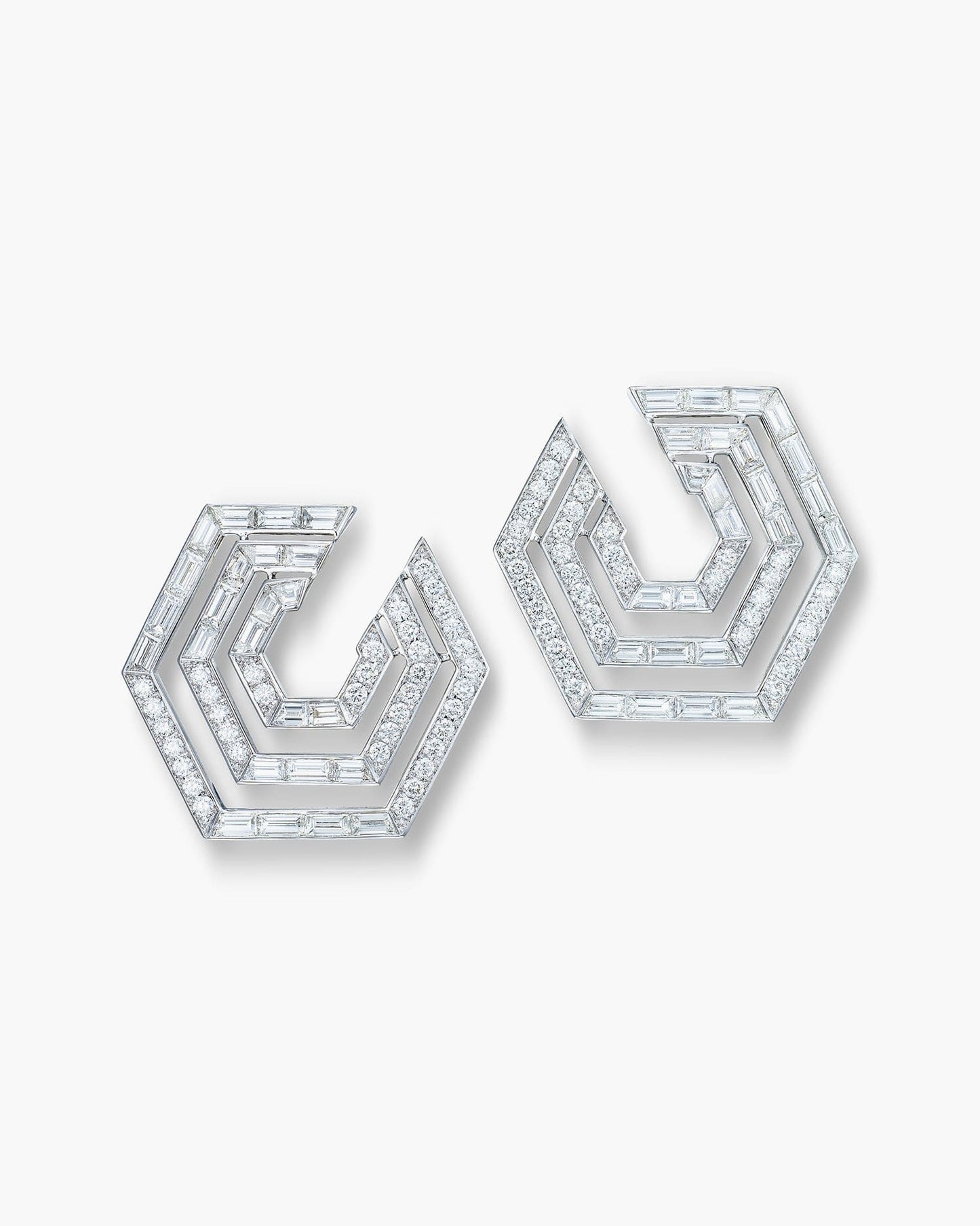 Diamond Concentrica Earrings in White Gold