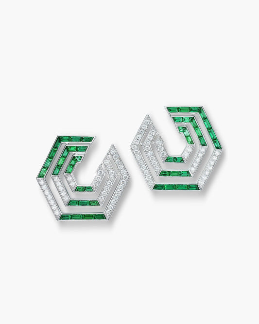 Emerald and Diamond Concentrica Earrings