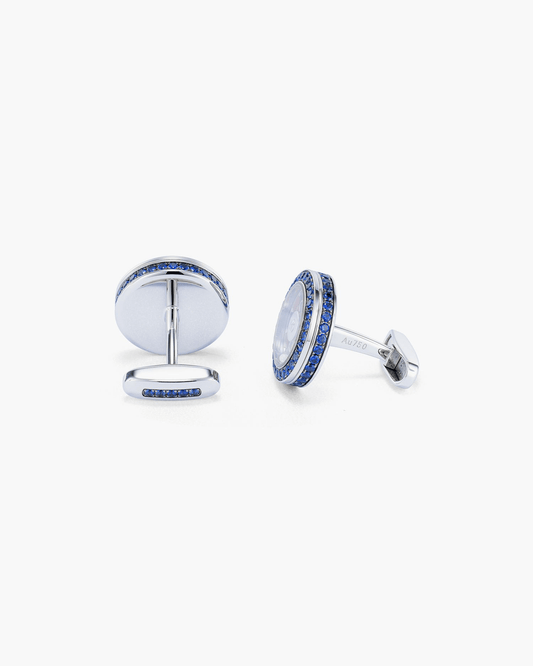 Sapphire and Enamel Roulette Wheel Cufflinks