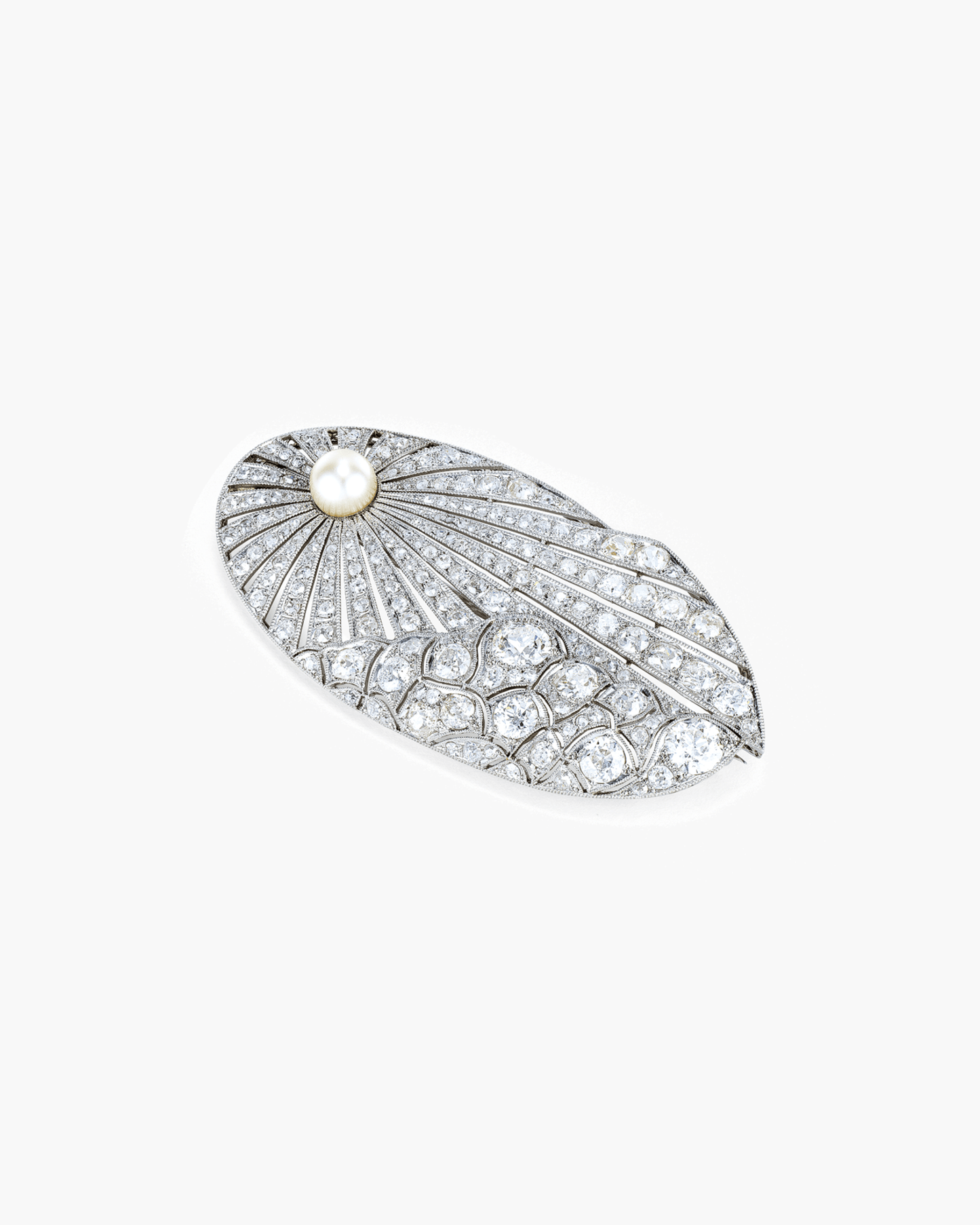 Art Deco Pearl and Diamond Brooch