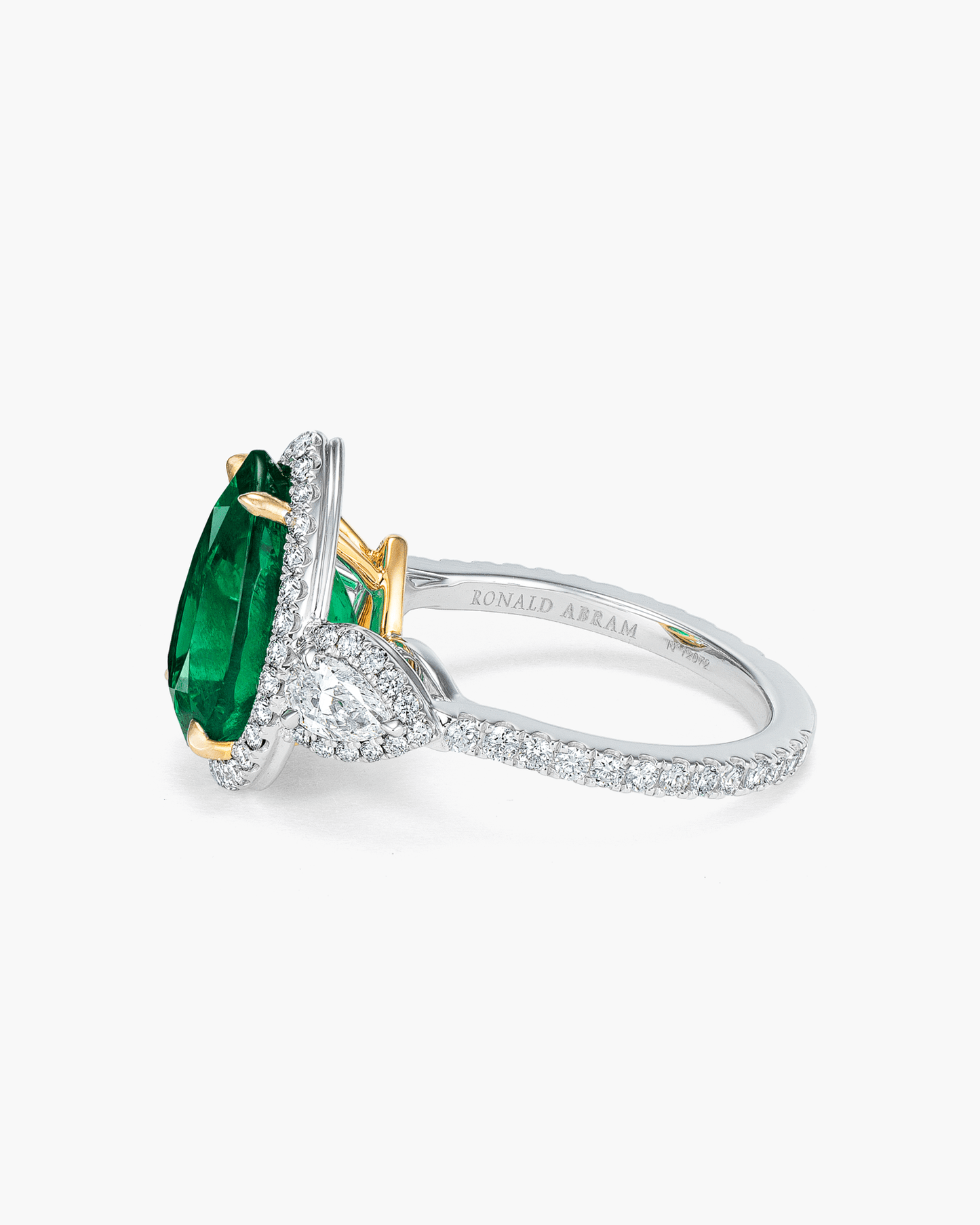 4.52 carat Pear Shape Colombian Emerald and Diamond Ring