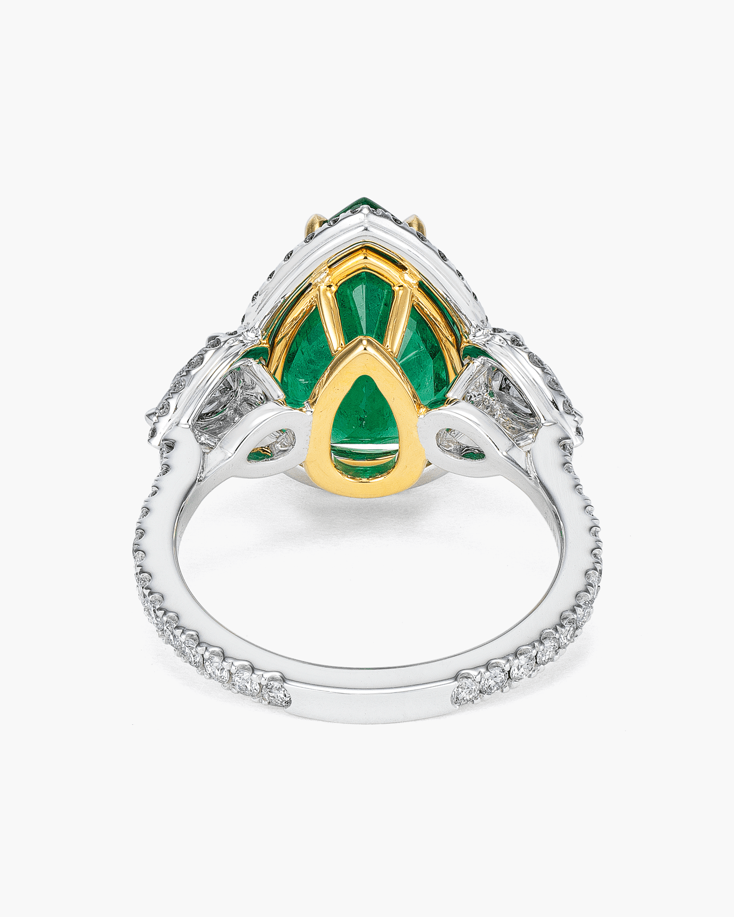 4.52 carat Pear Shape Colombian Emerald and Diamond Ring