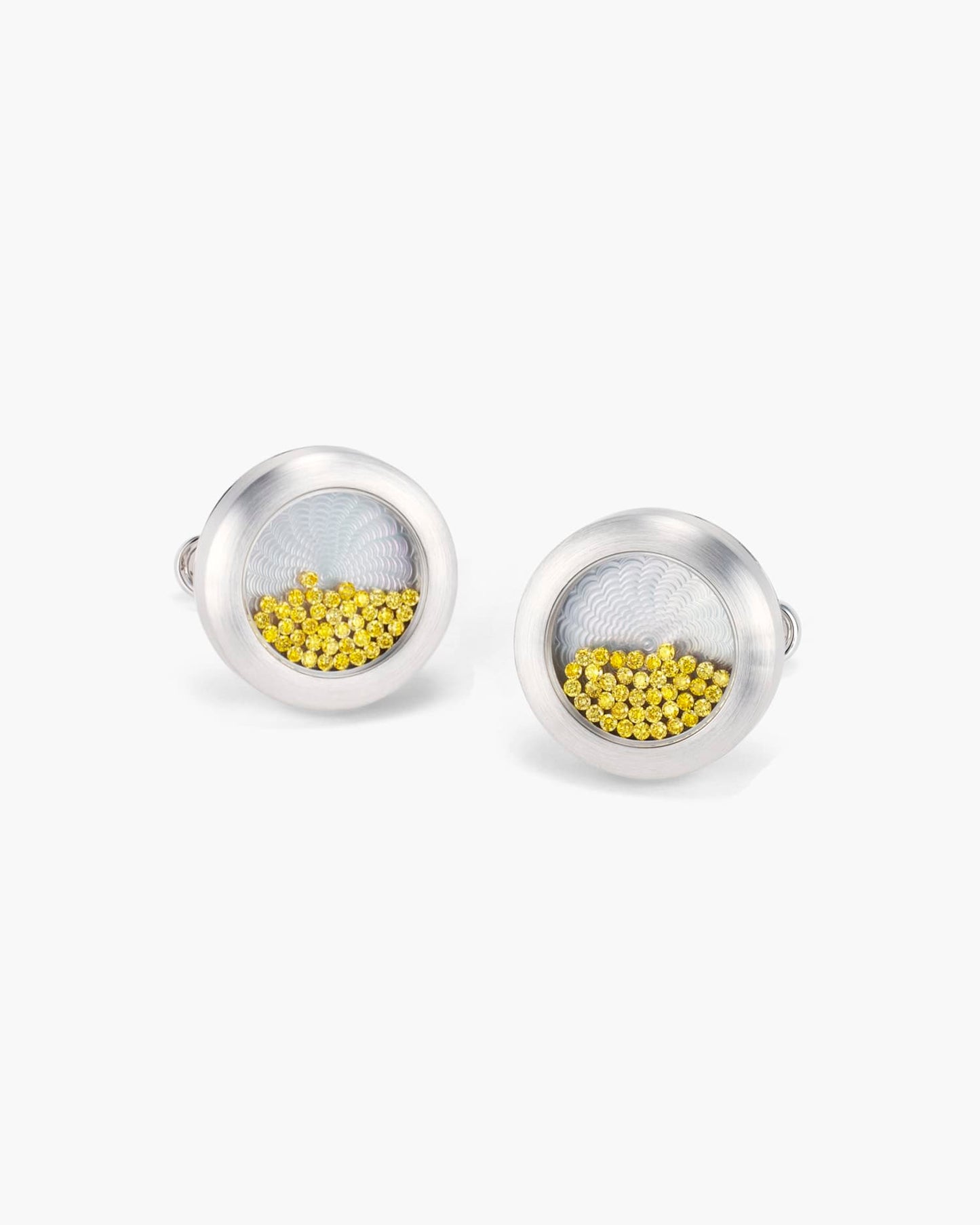 Coloured Diamond and Mother of Pearl Floating Cufflinks