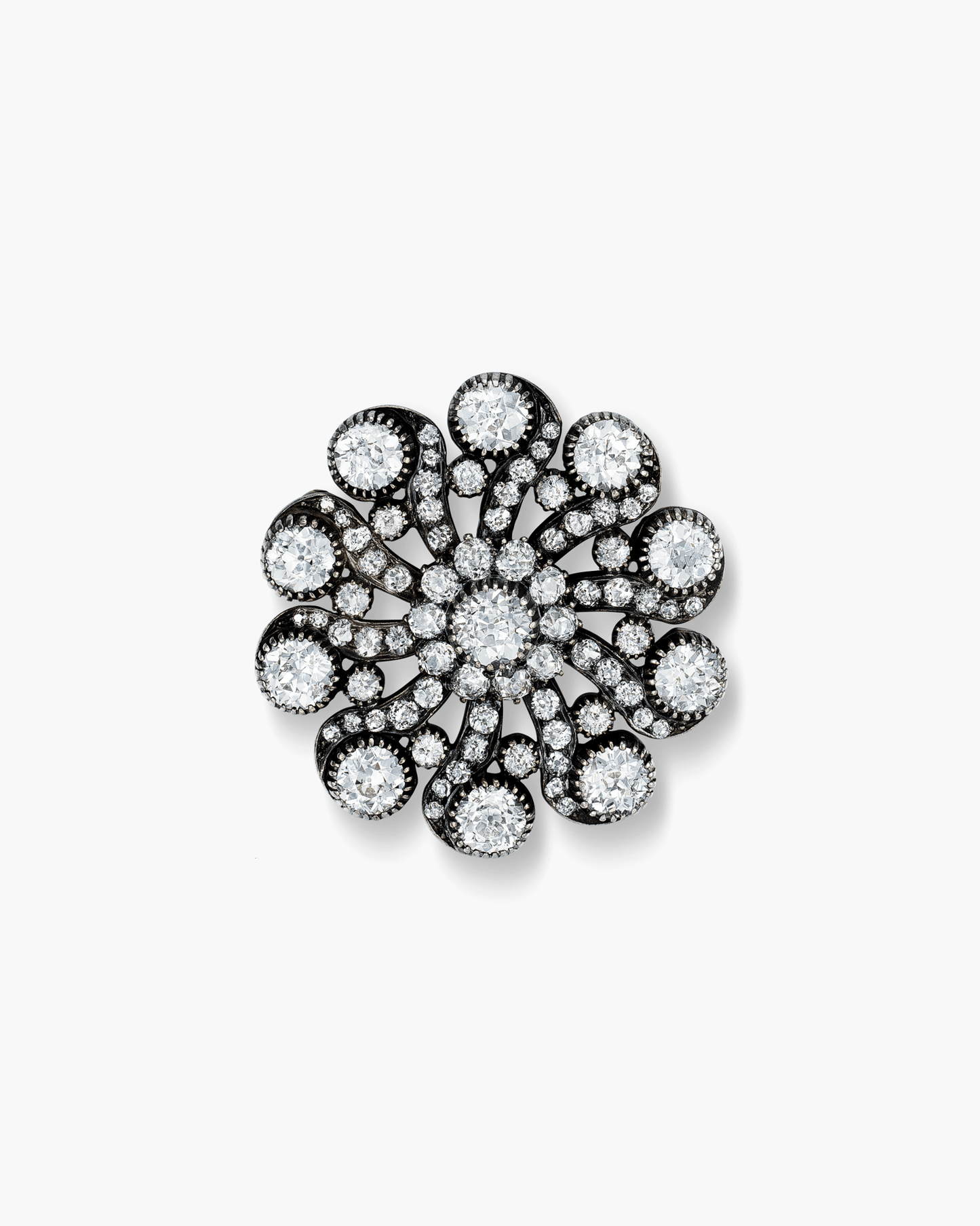Victorian Diamond Flower Brooch