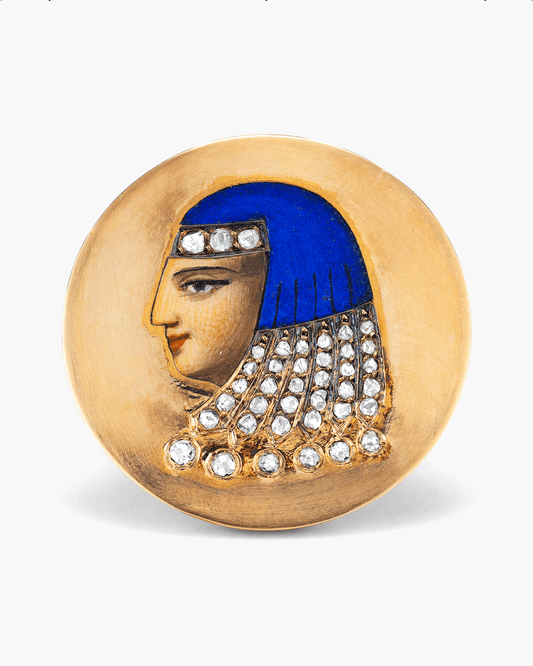 Estate Diamond and Enamel Cleopatra Ring