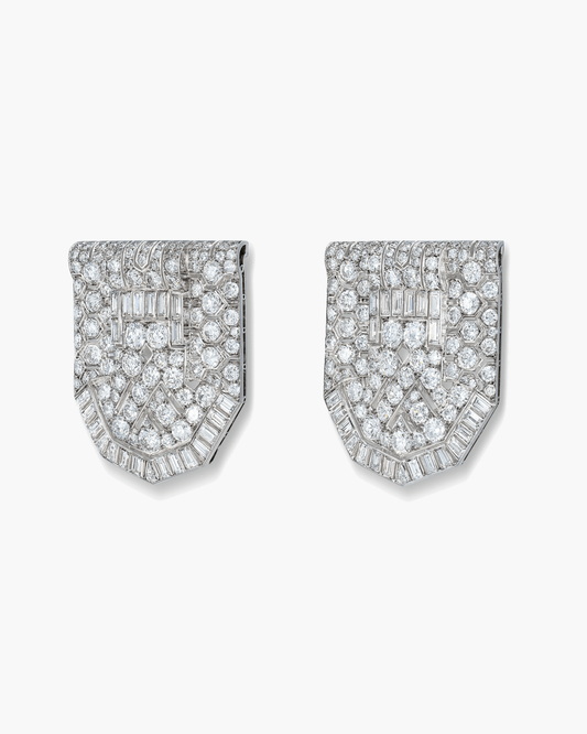 Art Deco Diamond Double Clips