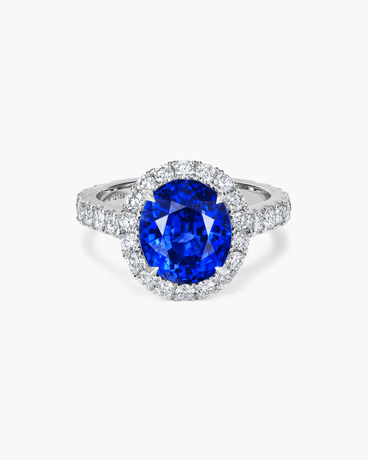 4.29 carat Oval Shape Sri Lankan Sapphire and Diamond Ring
