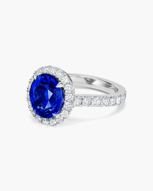 4.29 carat Oval Shape Sri Lankan Sapphire and Diamond Ring