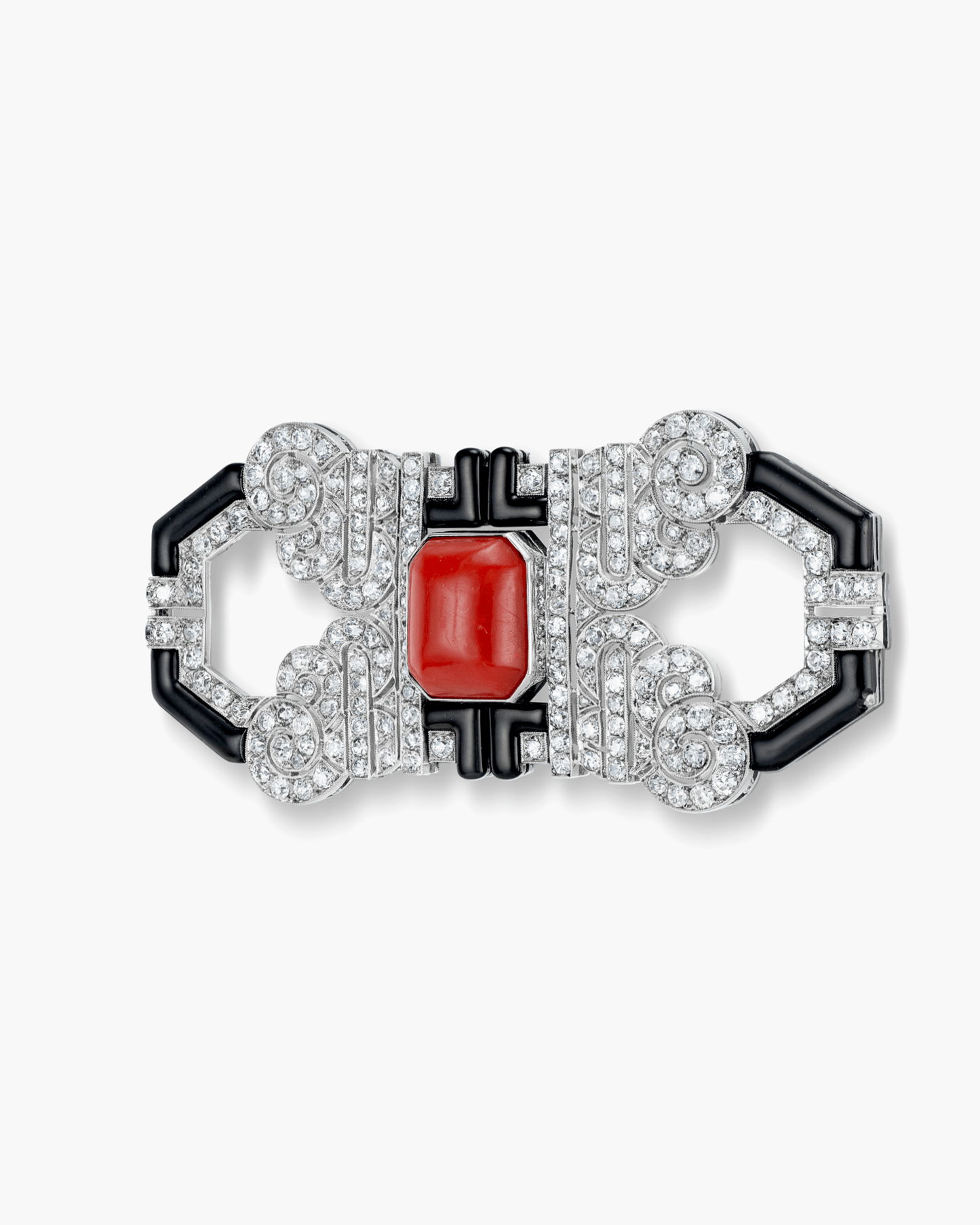 Art Deco Coral, Diamond and Enamel Brooch by Vever