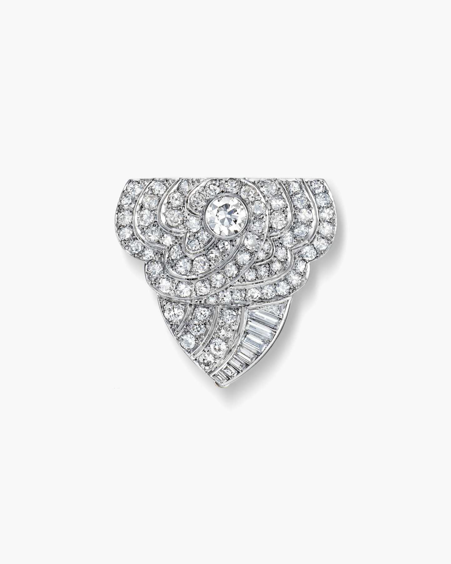 Art Deco Diamond Camellia Motif Clip