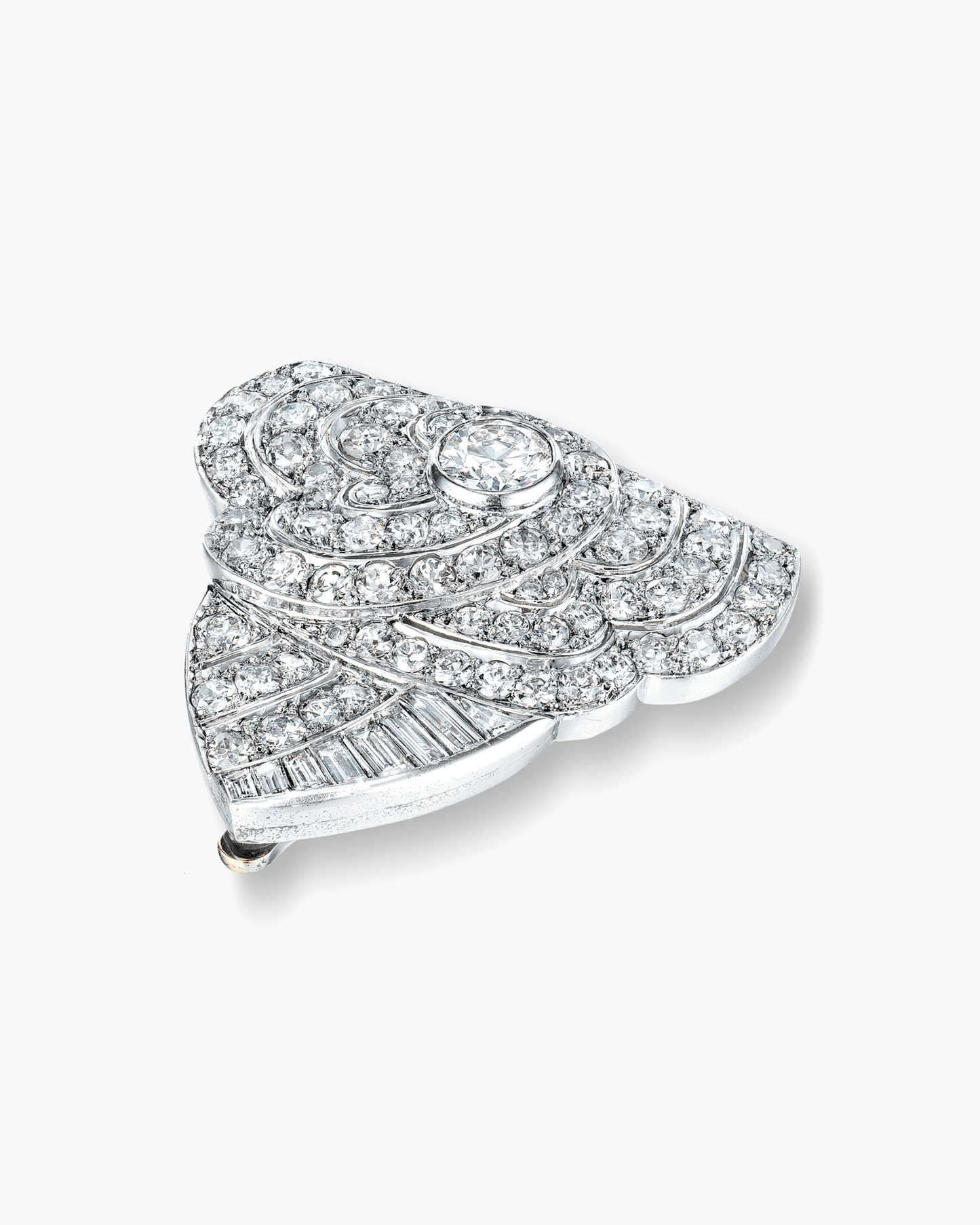 Art Deco Diamond Camellia Motif Clip