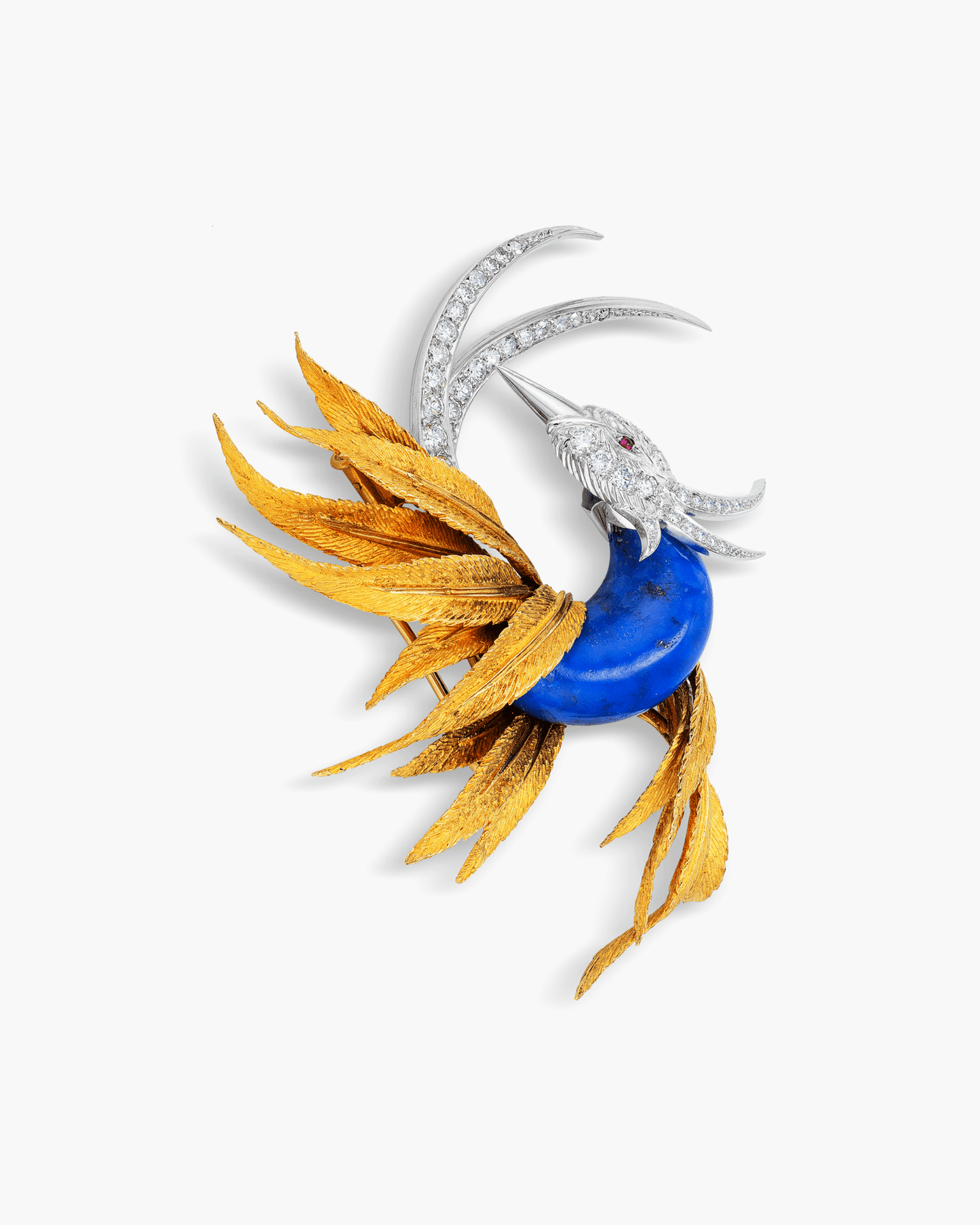 Estate Lapis Lazuli and Diamond Bird Brooch by Sterlé