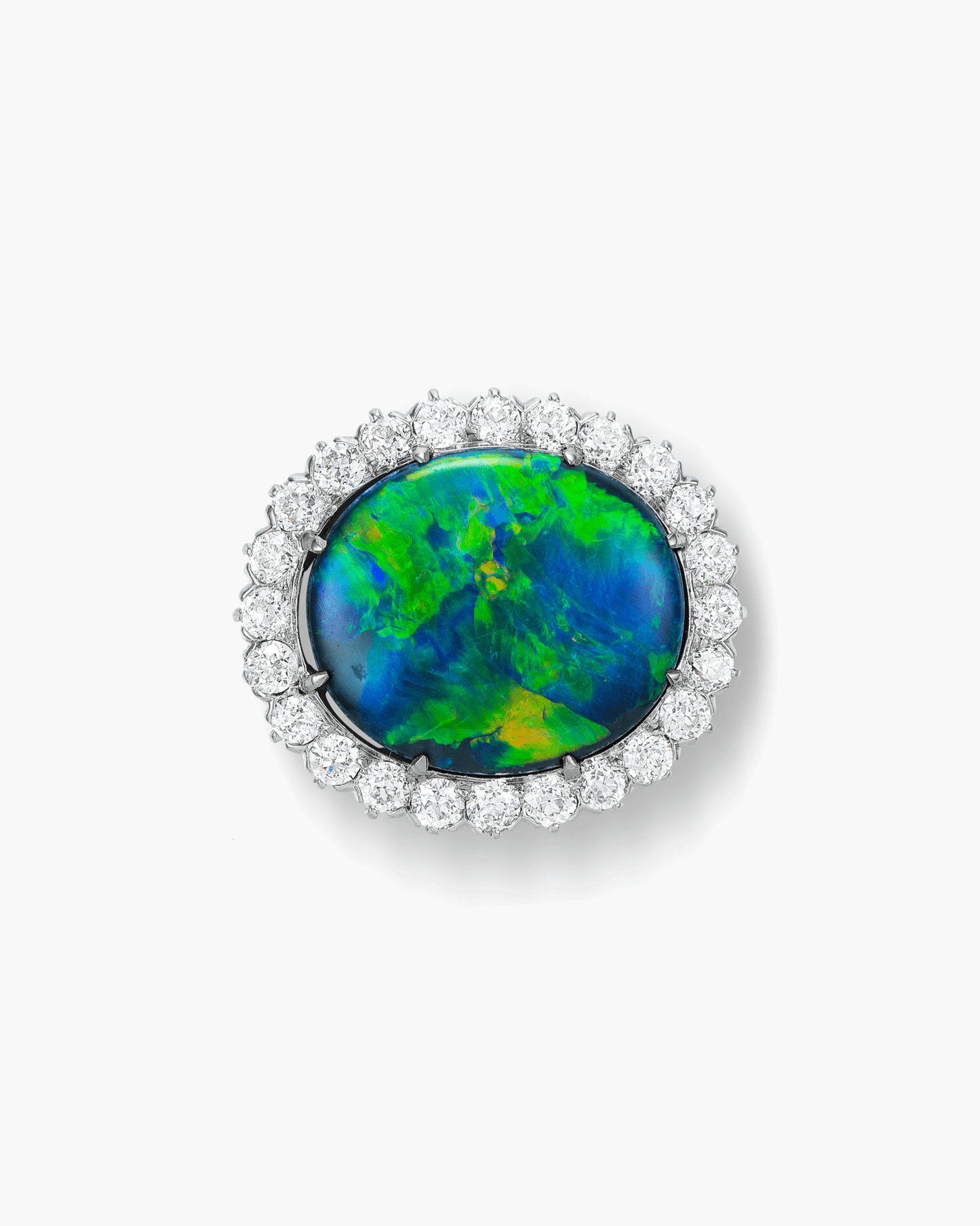 Victorian Australian Black Opal and Diamond Brooch by Tiffany & Co.