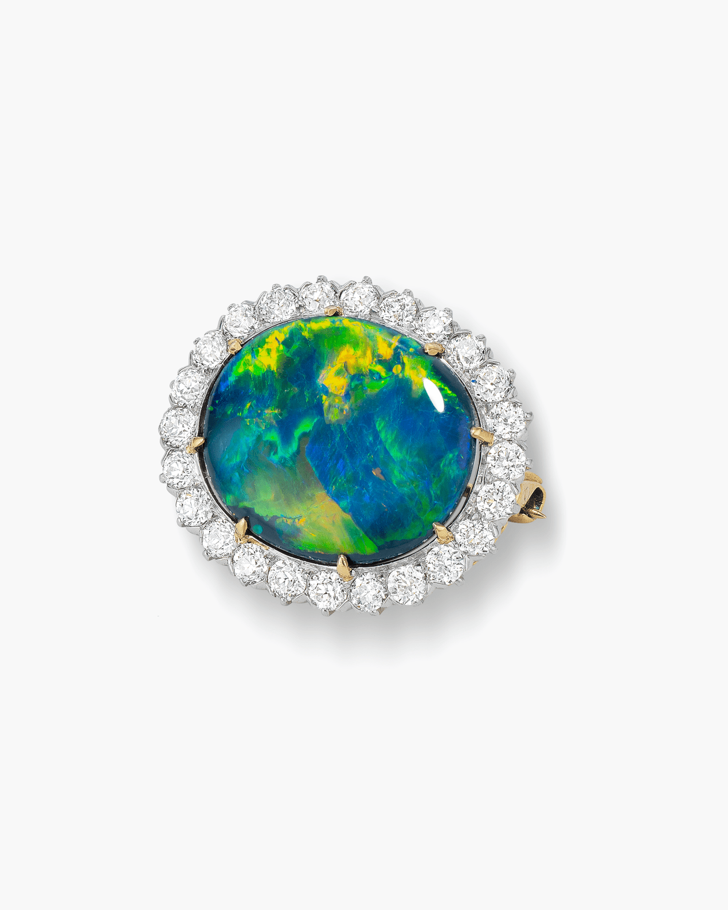 Victorian Australian Black Opal and Diamond Brooch by Tiffany & Co.