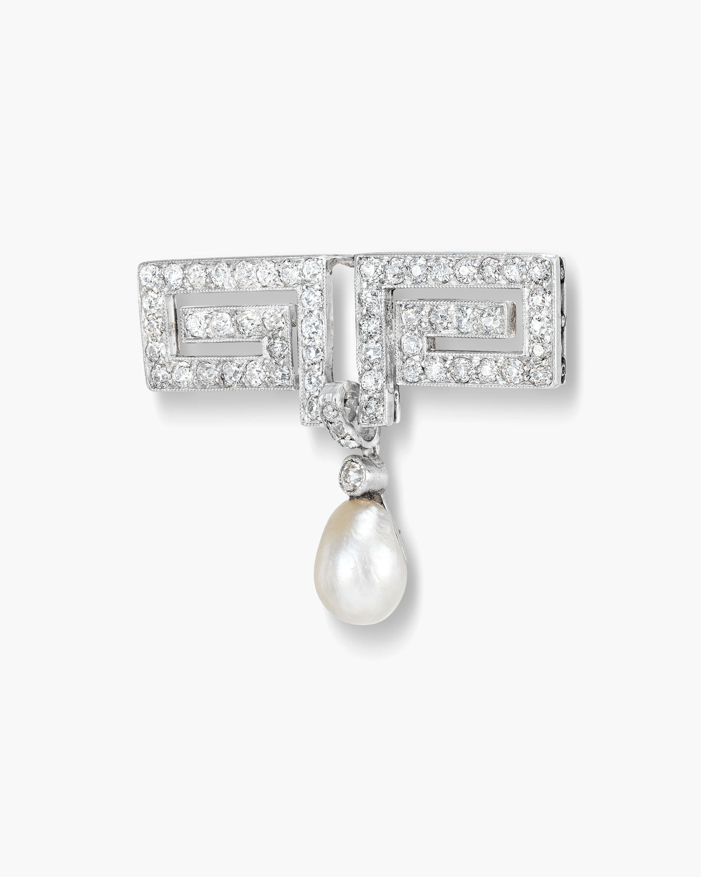 Art Deco Natural Pearl and Diamond Brooch