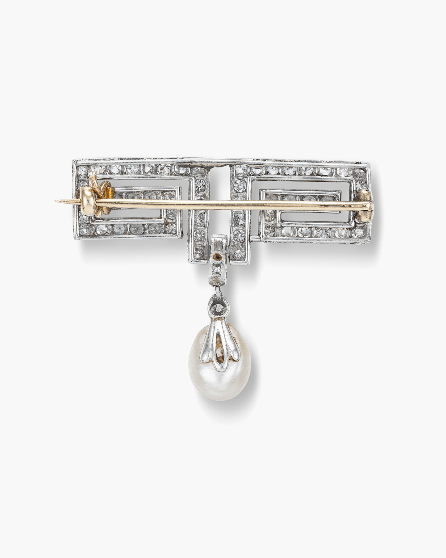 Art Deco Natural Pearl and Diamond Brooch