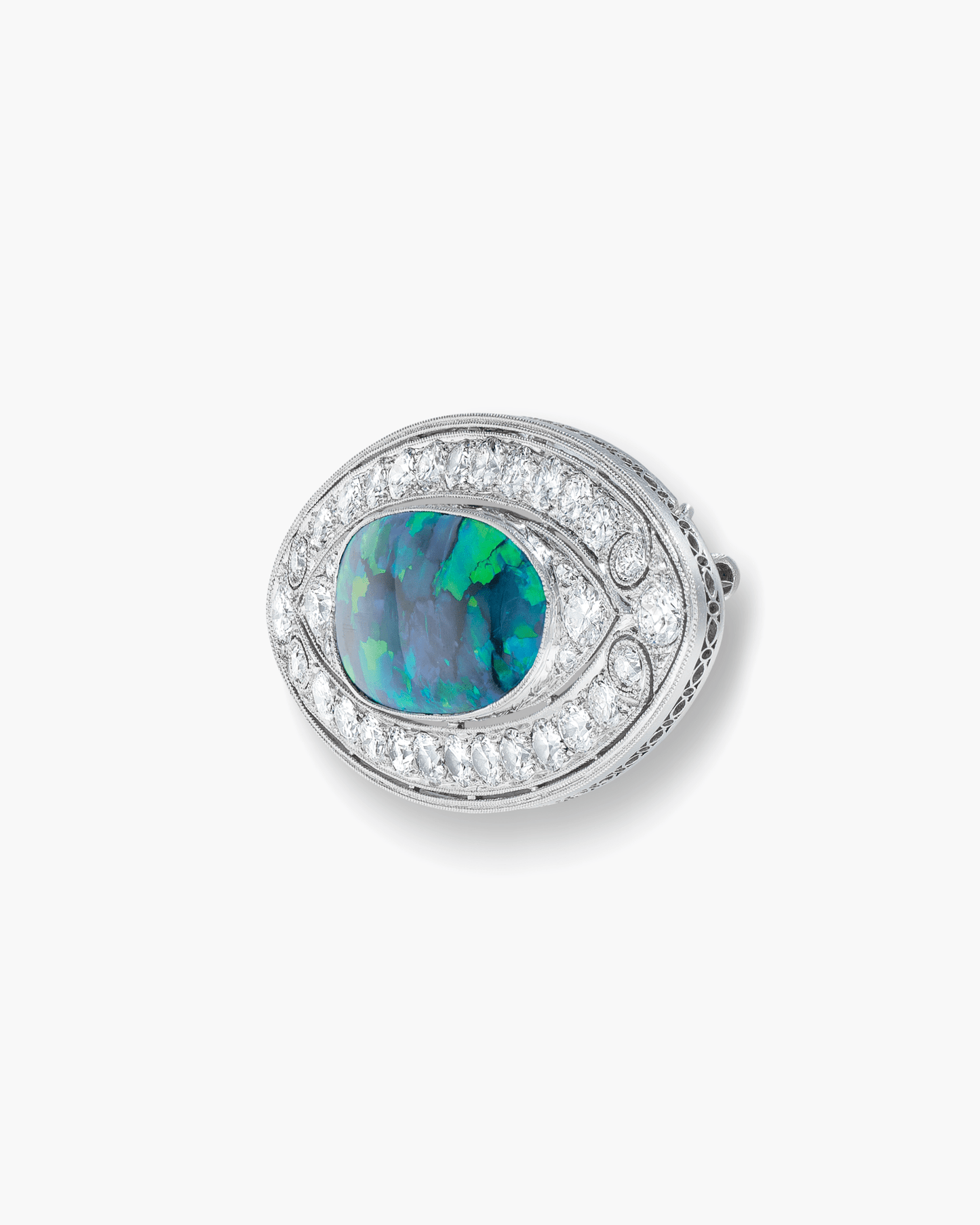 Art Deco Opal and Diamond Brooch by Marcus & Co.
