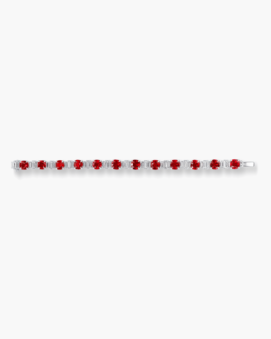Cushion Cut Rubies and Diamond Bracelet