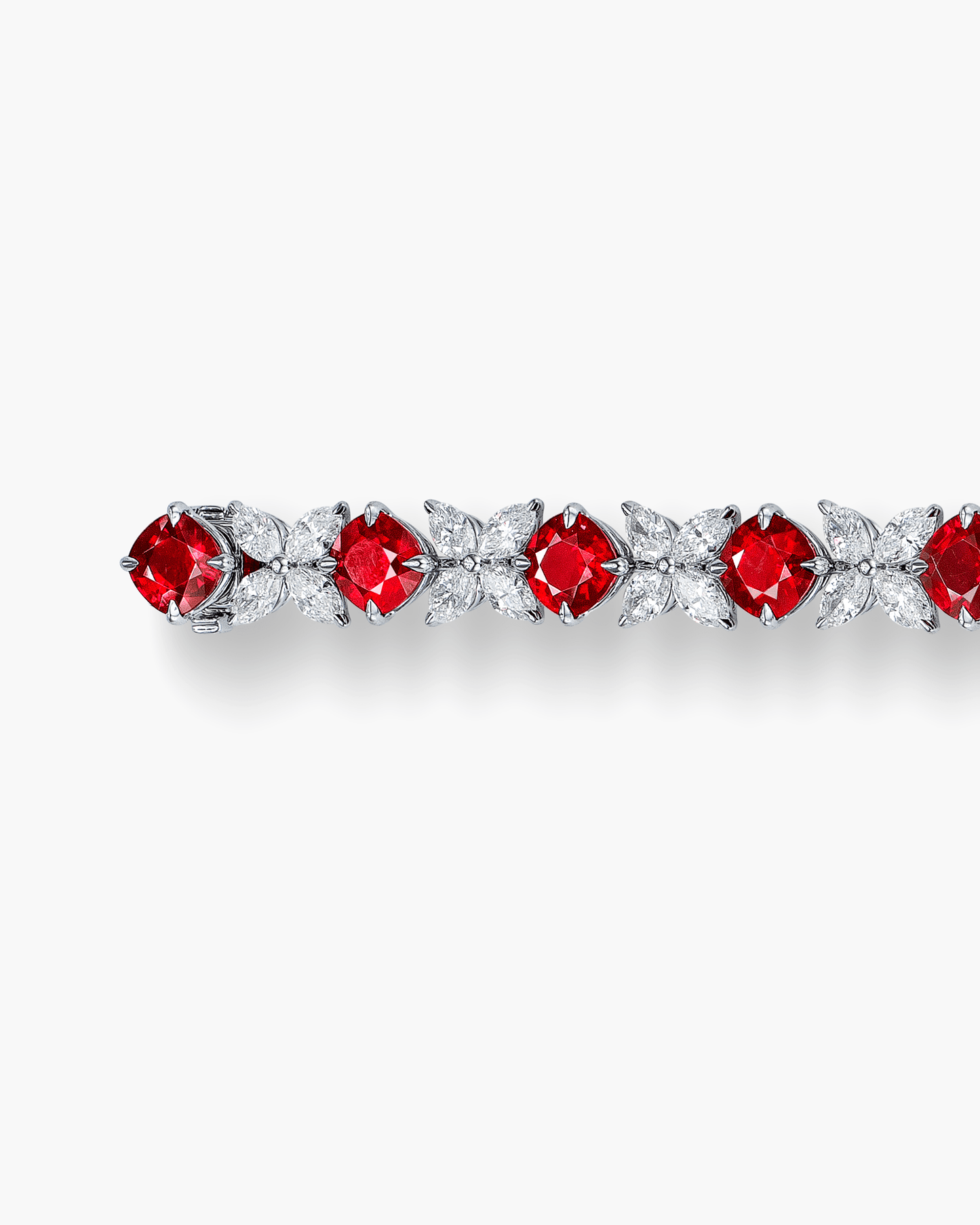 Cushion Cut Rubies and Diamond Bracelet