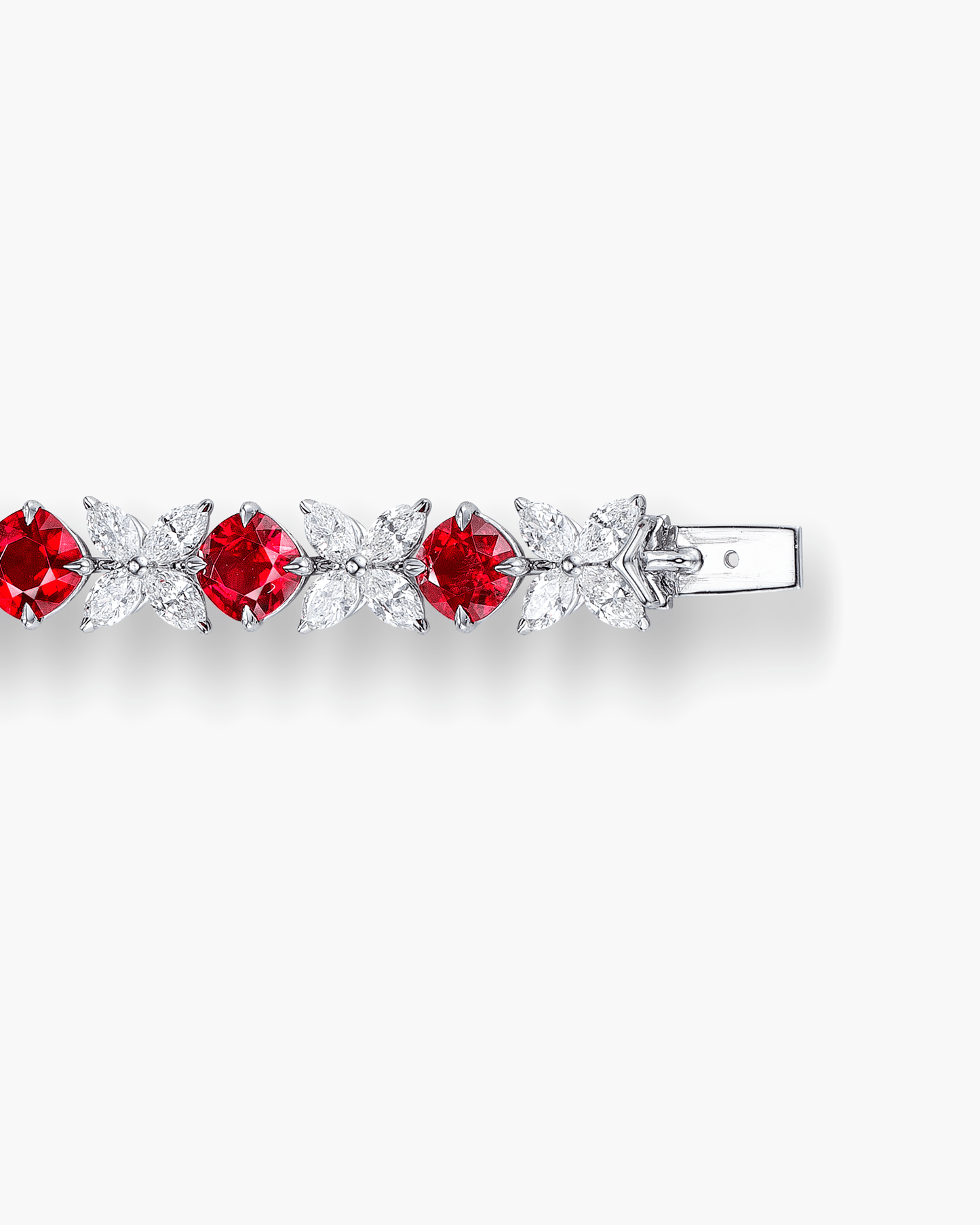 Cushion Cut Rubies and Diamond Bracelet