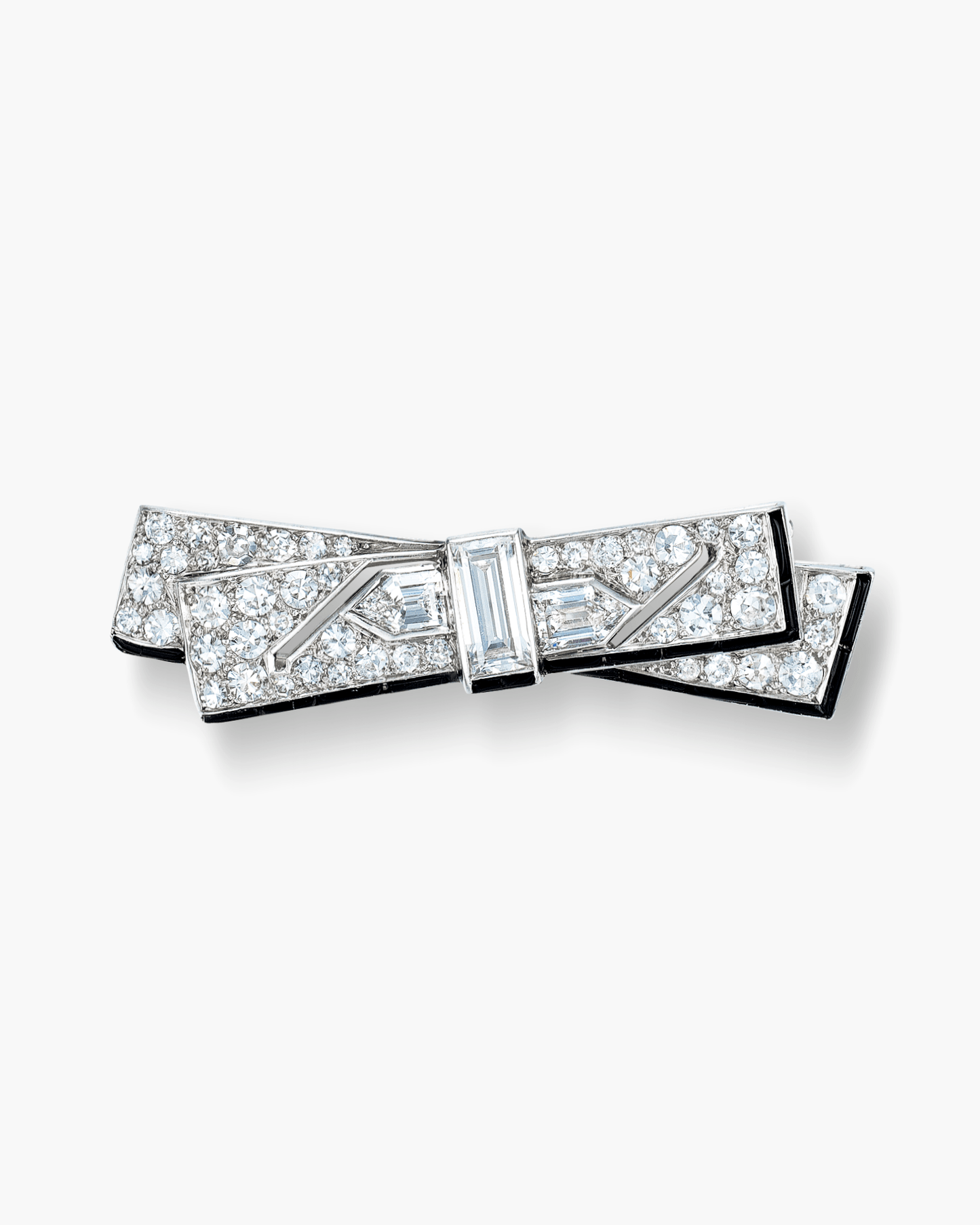 Art Deco Diamond and Onyx Bow Knot Brooch by Cartier