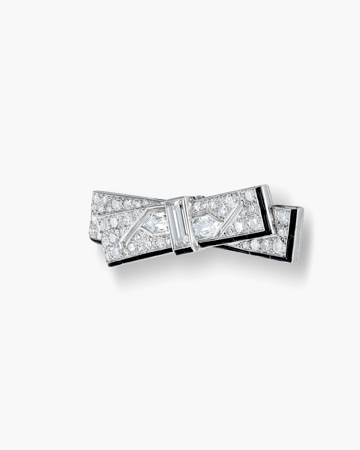 Art Deco Diamond and Onyx Bow Knot Brooch by Cartier
