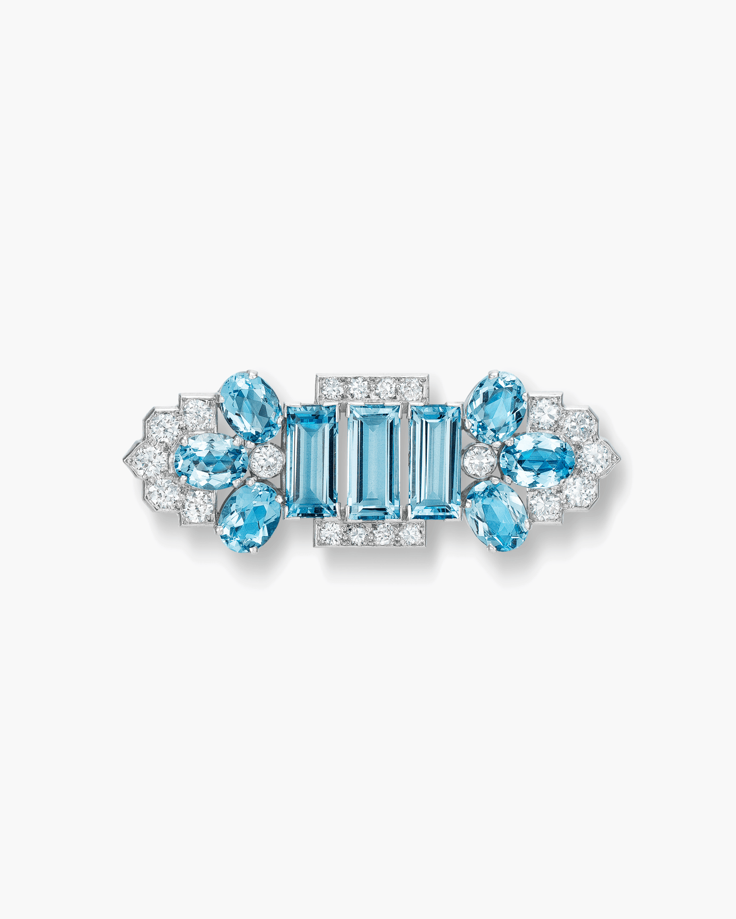 Art Deco Aquamarine and Diamond Brooch by Cartier