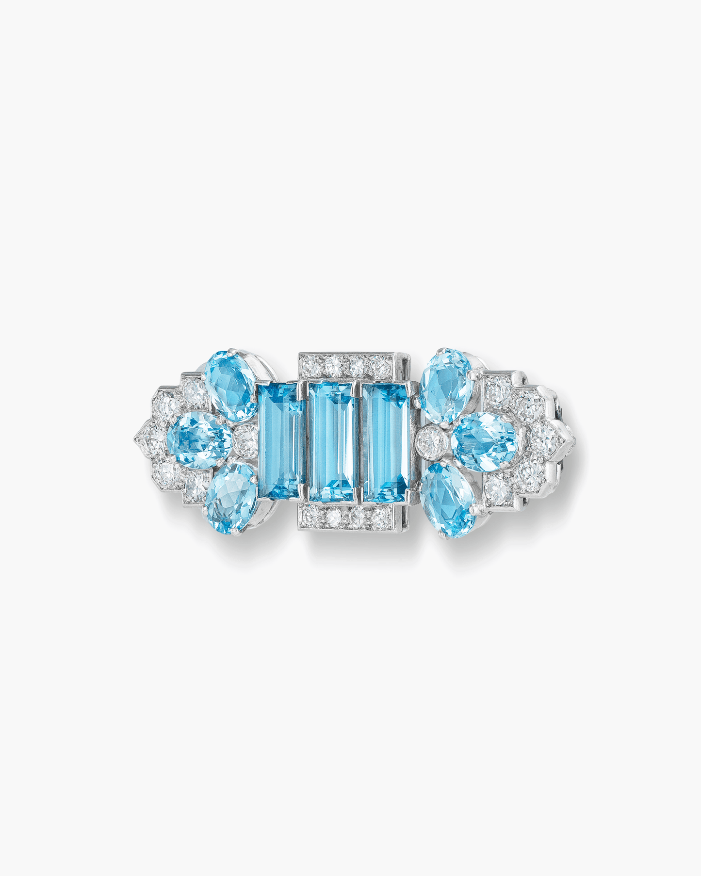 Art Deco Aquamarine and Diamond Brooch by Cartier