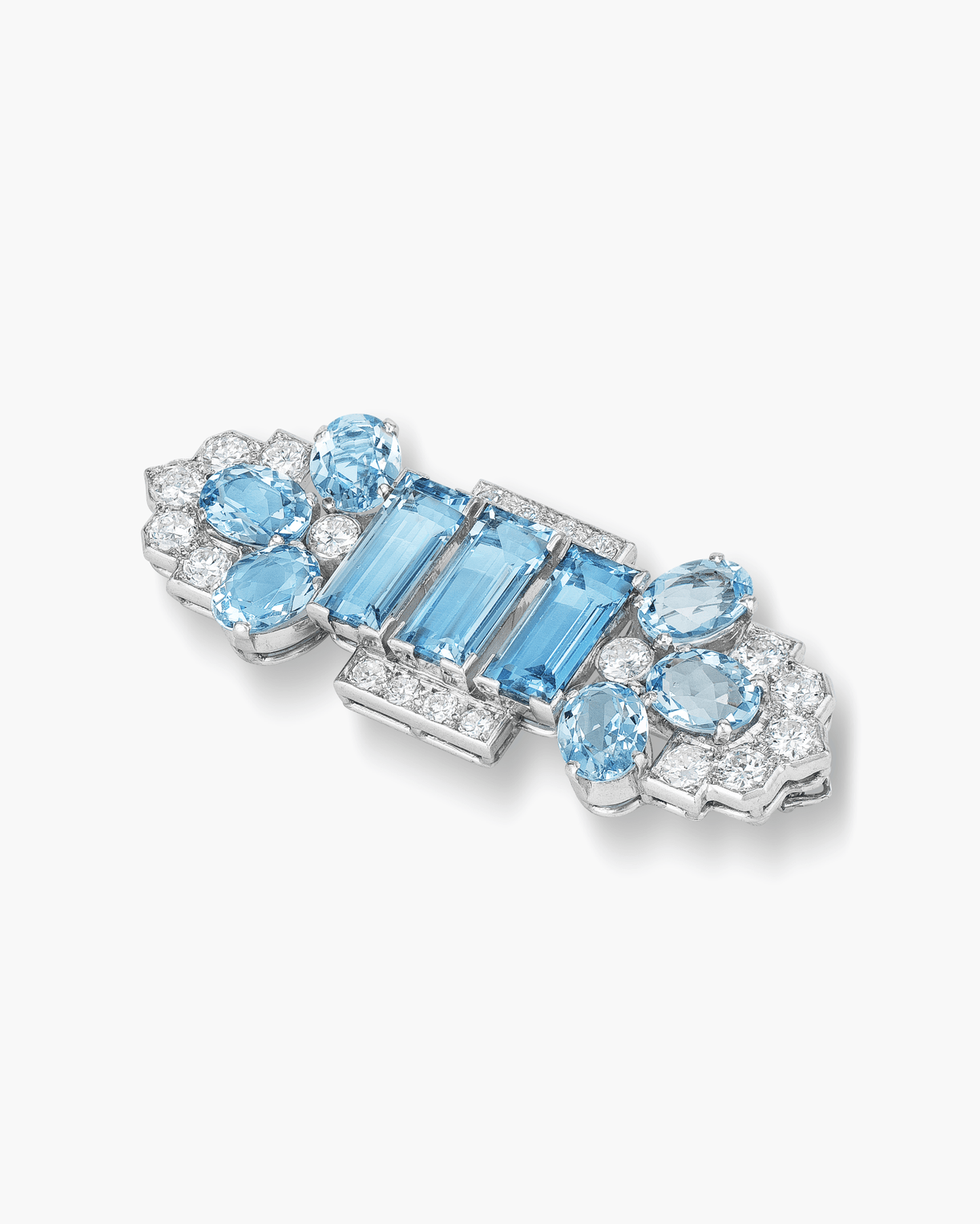 Art Deco Aquamarine and Diamond Brooch by Cartier