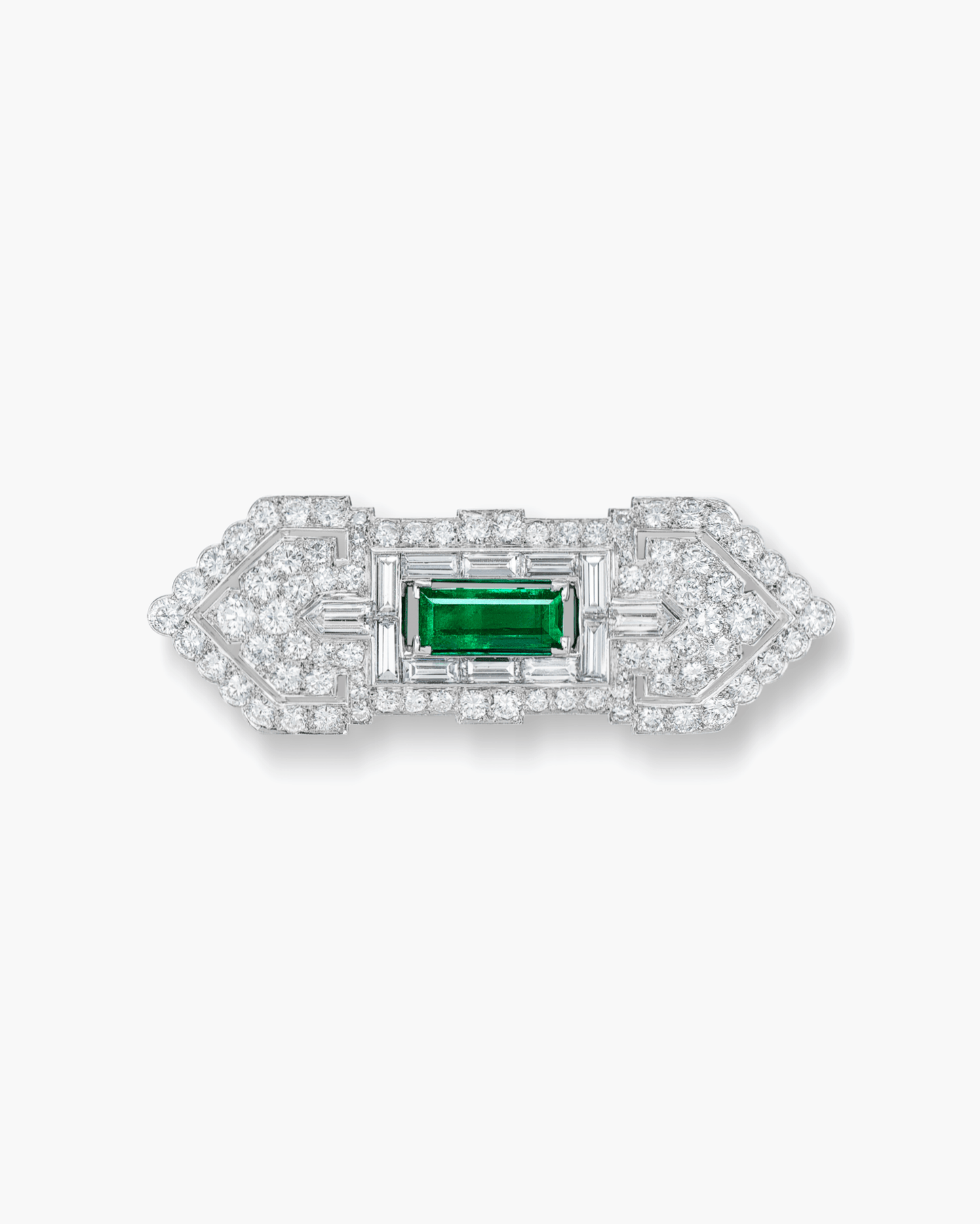Art Deco Emerald and Diamond Plaque Brooch by Cartier