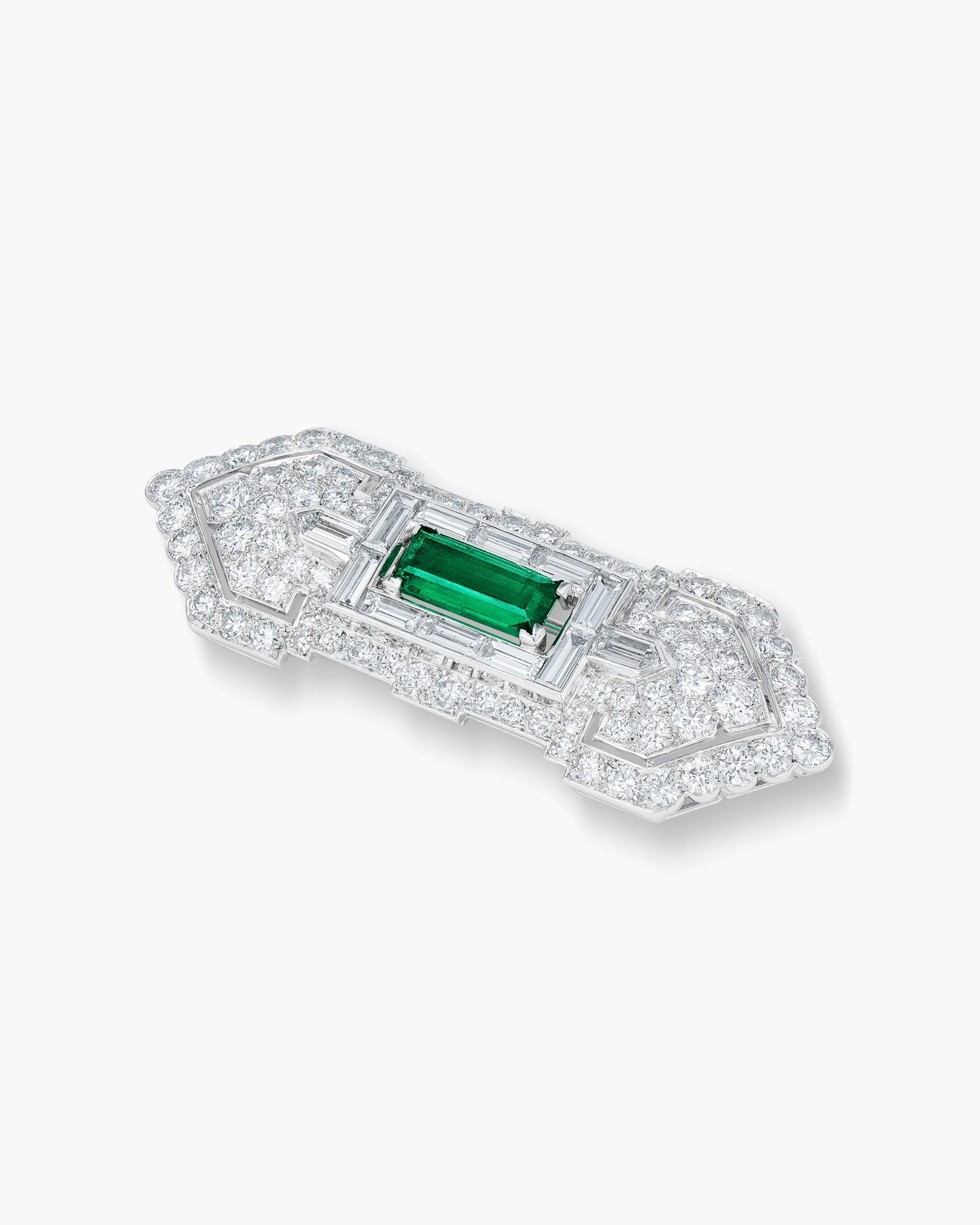 Art Deco Emerald and Diamond Plaque Brooch by Cartier