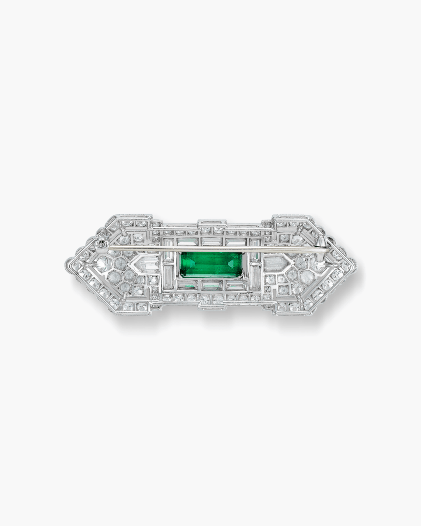 Art Deco Emerald and Diamond Plaque Brooch by Cartier
