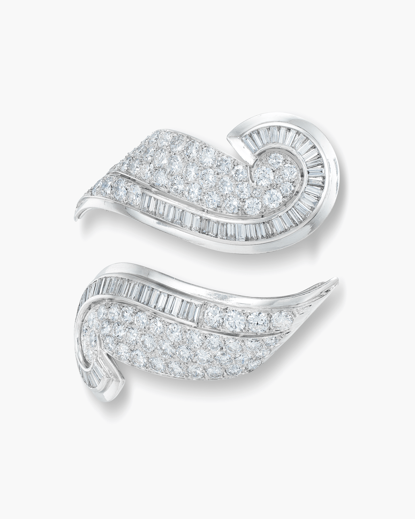 Art Deco Diamond Scroll Brooches by René Boivin