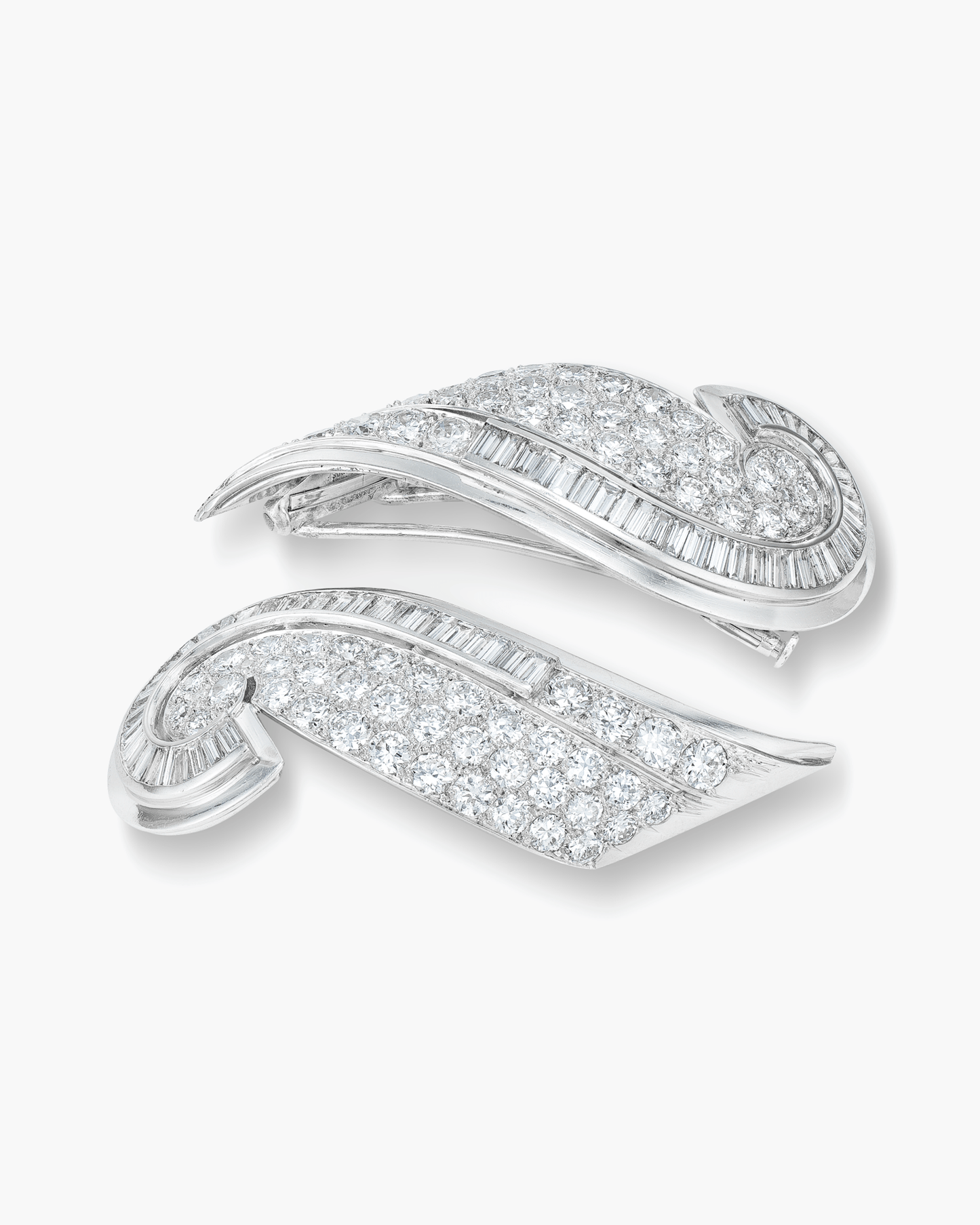 Art Deco Diamond Scroll Brooches by René Boivin