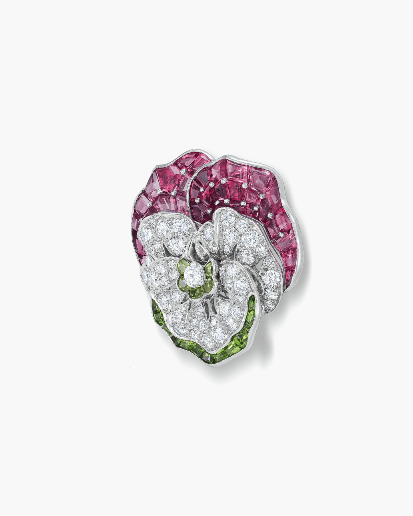 Estate Gemstone and Diamond Pansy Brooch by Oscar Heyman