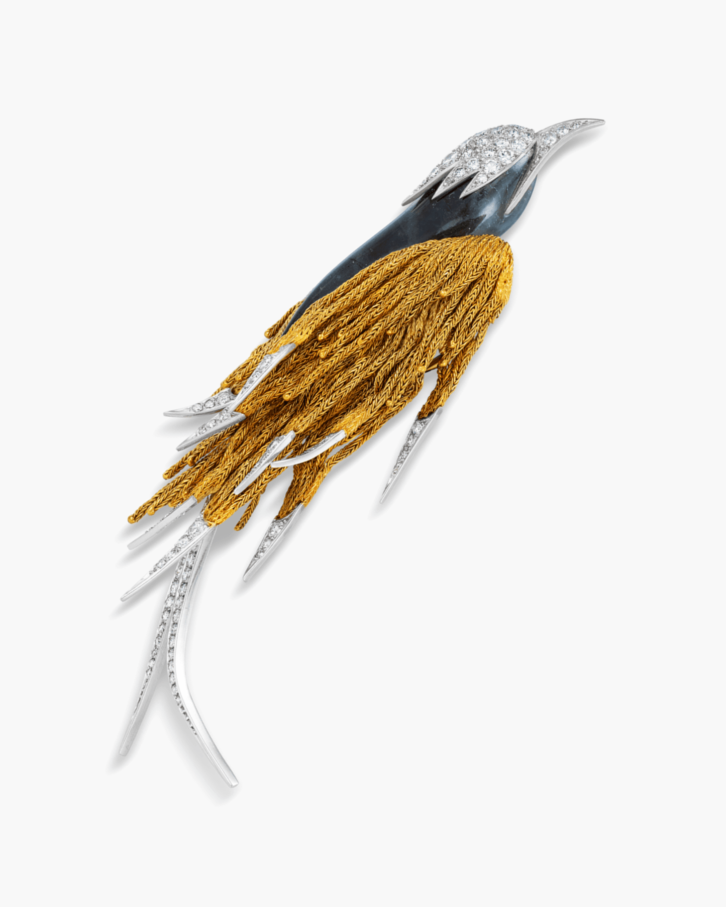 Estate Diamond and Labradorite Bird Brooch