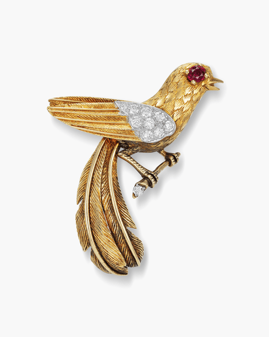 Estate Ruby Bird Brooch by Cartier
