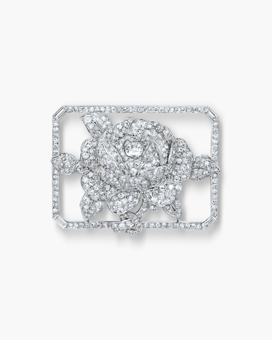 Art Deco Diamond Rose Brooch by Lacloche Frères