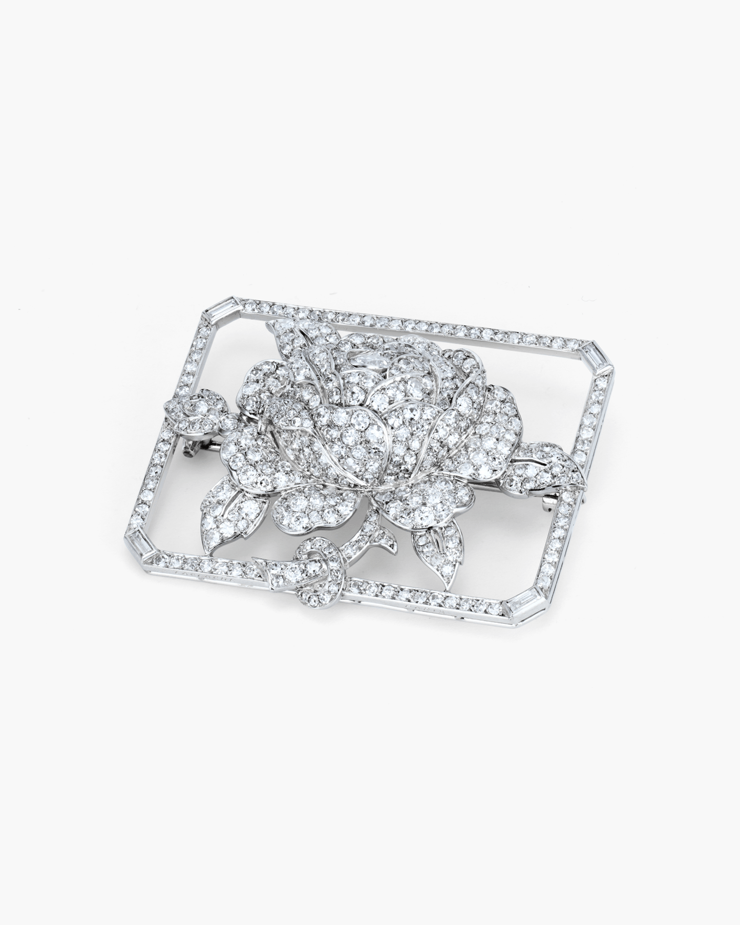 Art Deco Diamond Rose Brooch by Lacloche Frères