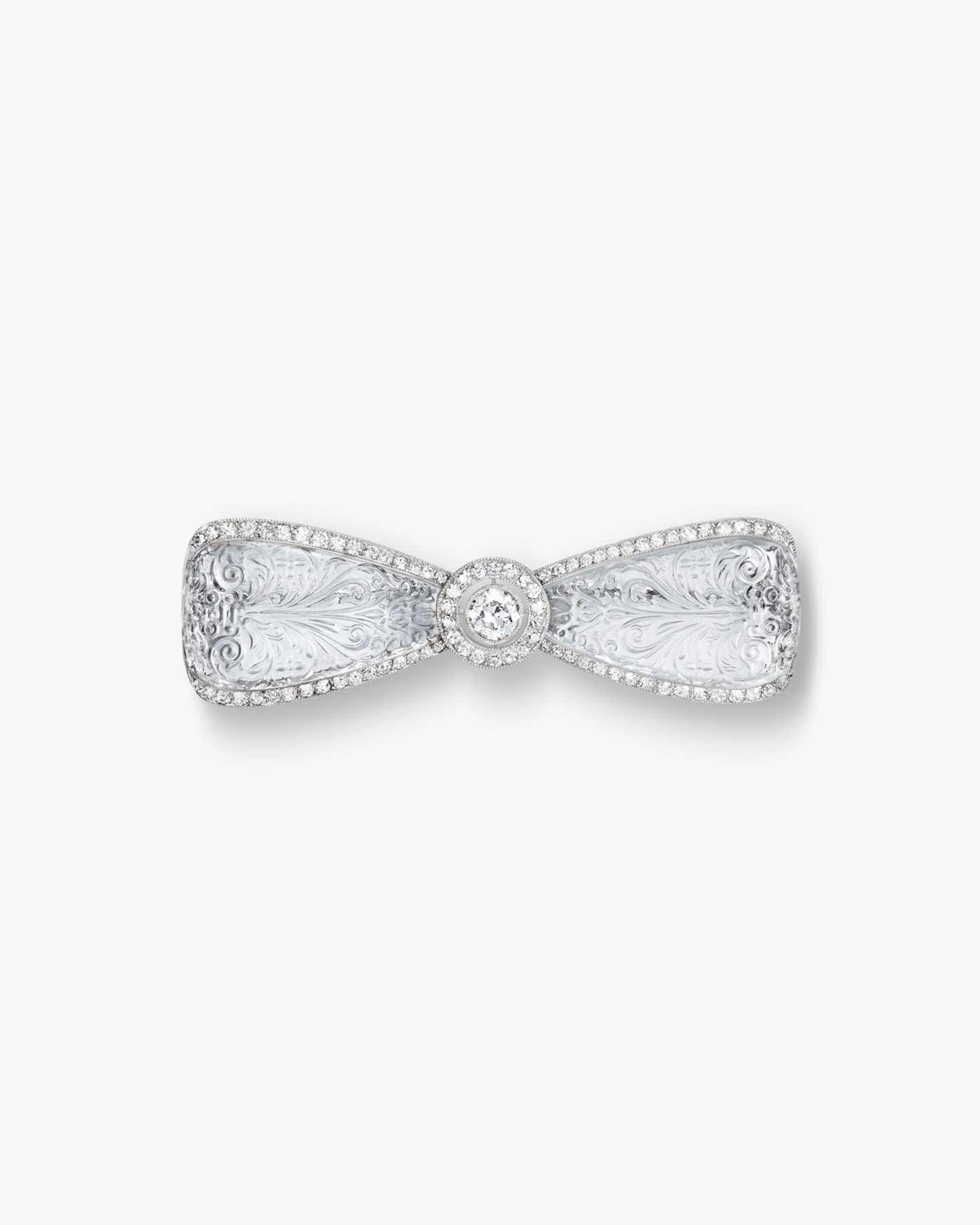 Edwardian Rock Crystal and Diamond Bow Knot Brooch by Cartier