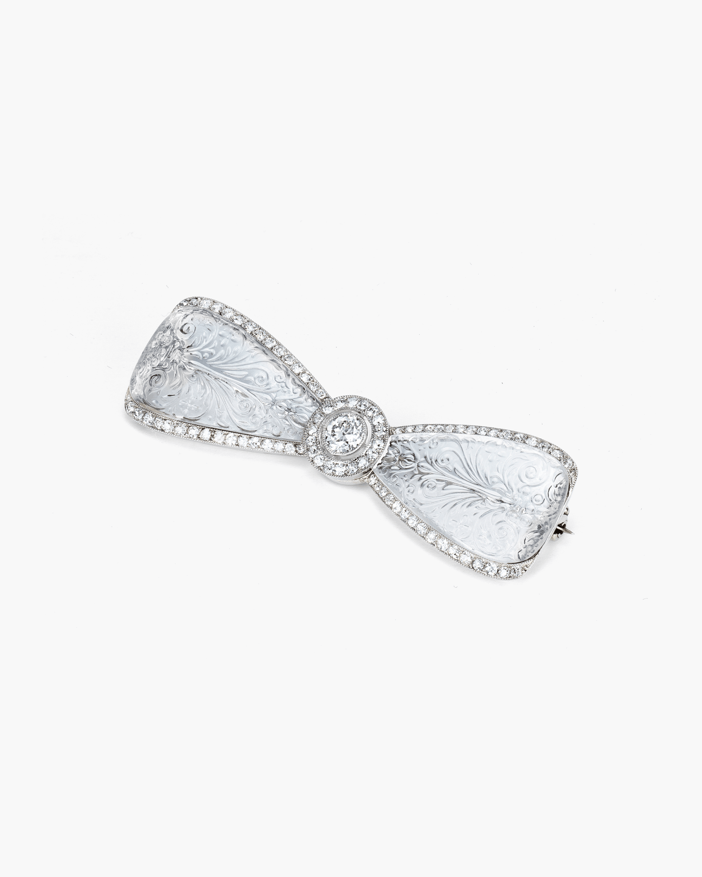 Edwardian Rock Crystal and Diamond Bow Knot Brooch by Cartier