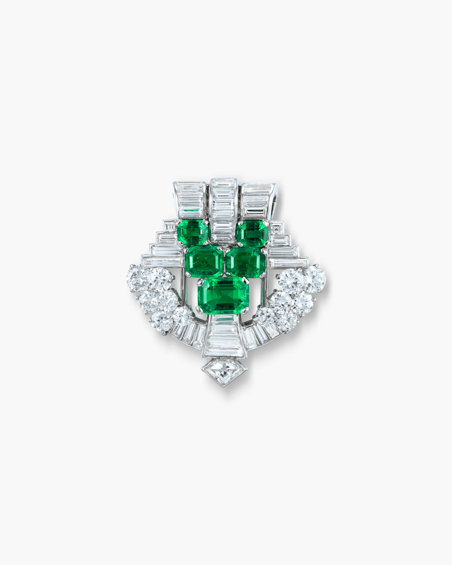 Art Deco Emerald and Diamond Clip Brooch by Cartier