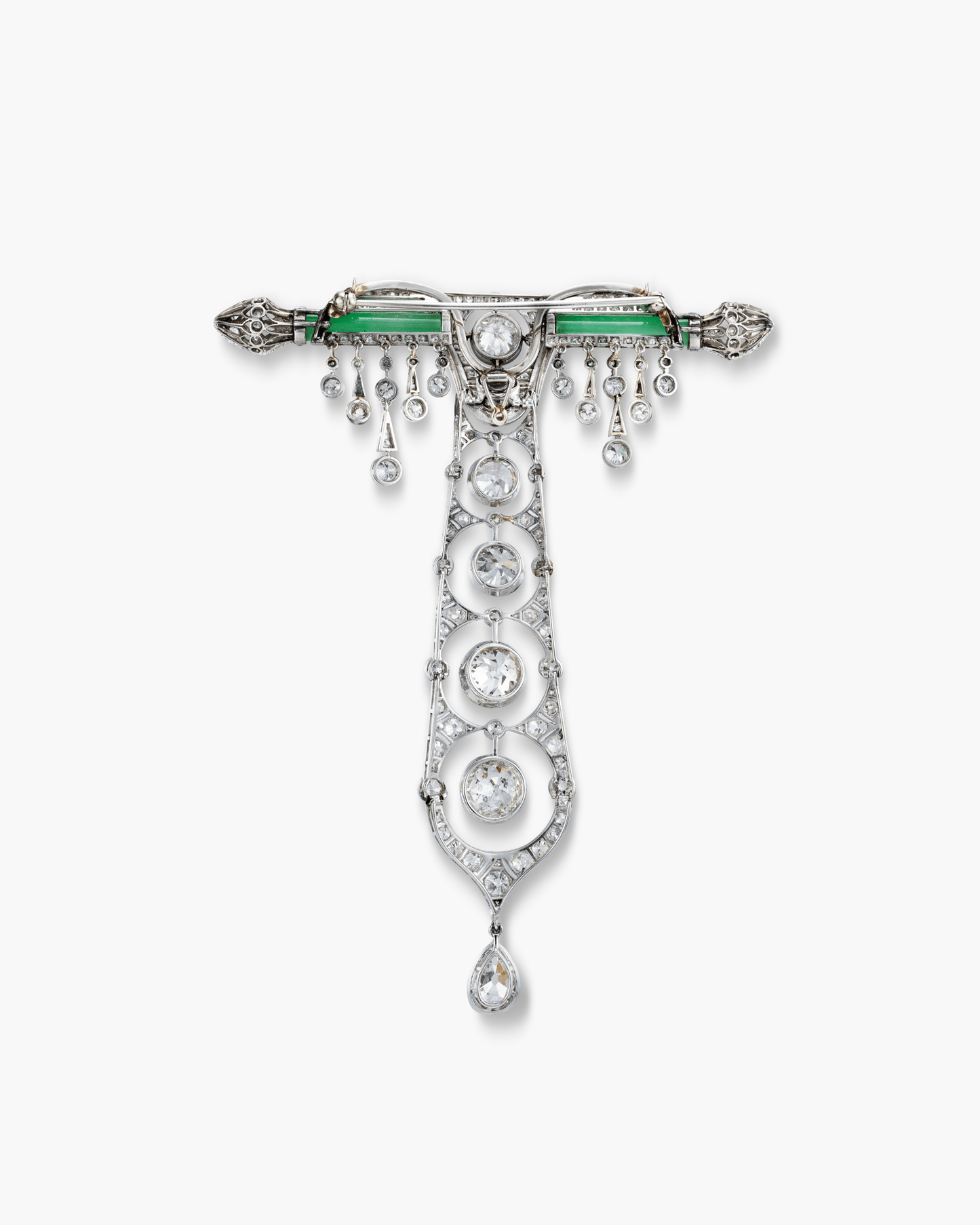 Edwardian Jade and Diamond Pendant Brooch